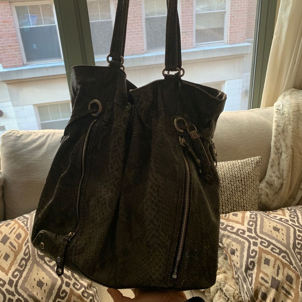 Cole Haan Large Leather Snake Skin Handbag - Picture 2 of 5
